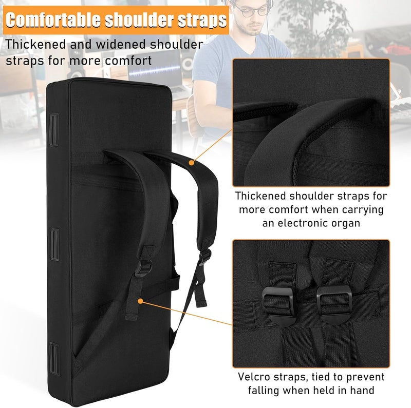 ITHWIU Padded 8mm Shockproof Slim61 Keys Keyboard Case Electric Piano Keyboard Gig Bag Well Protection with Adjustable Straps and 4-Pocket for Keyboard Accessaries, Black (Interior: 37.8”×13”×6”) - Image 5